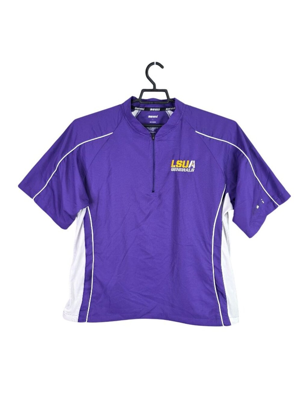 Mens LSUA Generals Marucci Purple & White 1/4 Zip Polo Shirt Polyester Size L